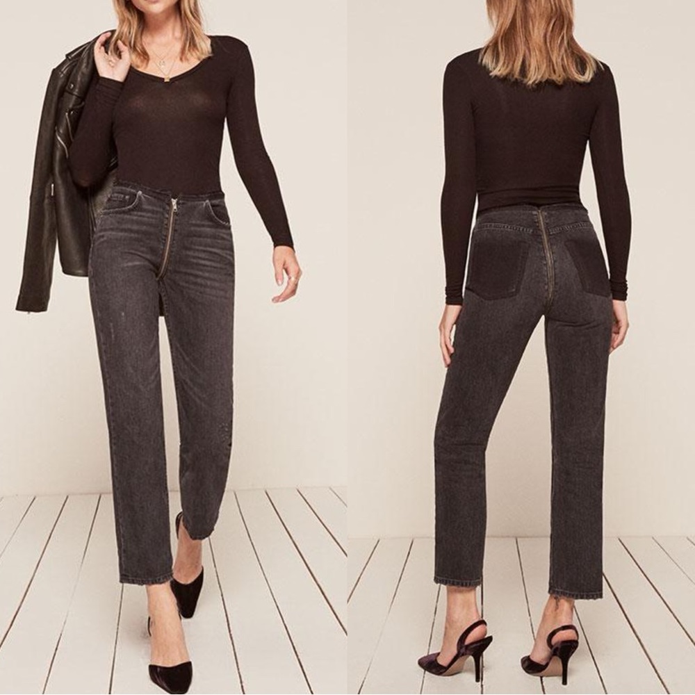 Reformation Dark Wash Zipper Jean 27